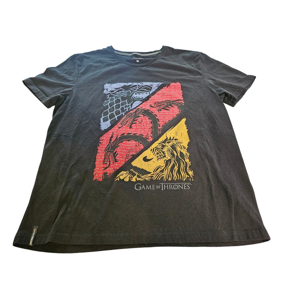 Game of Thrones Graphic T-Shirt Mens XL Black House Sigils Stark Lannister HBO